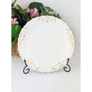 Antique Signed Limoges 8.5" White Porcelain Plate Elegant 1900s Gold Trim Dish